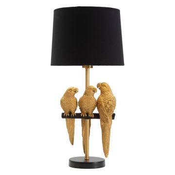 Lampa de masa Parrots, Mauro Ferretti, 1 x E27, 40W, Ø 30x62.5 cm, negru/auriu Lampa de masa Parrots, Mauro Ferretti, 1 x E27, 40W, Ø 30x62.5 cm, negru/auriu