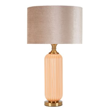 Lampa de masa Perly -C, Mauro Ferretti, 1 x E27, 40W, 35.5x64 cm, sticla/fier/textil, perla/auriu Lampa de masa Perly -C, Mauro Ferretti, 1 x E27, 40W, 35.5x64 cm, sticla/fier/textil, perla/auriu